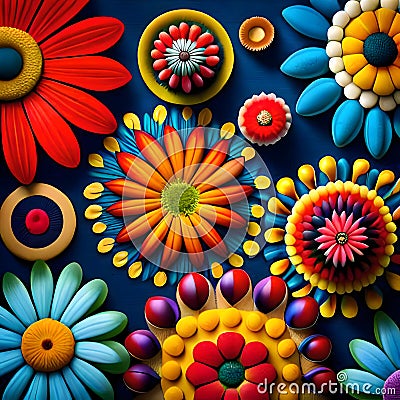 Beautiful collection of colorful flowers arranged together - generated with ai Stock Photo