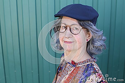 Gorgeous senior woman with long white hairstyle Stock Photo