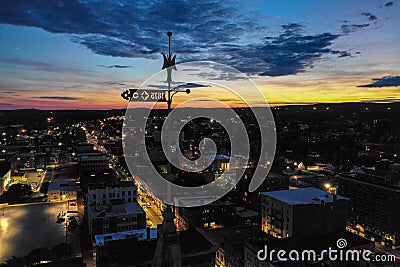 Gorgeous Sunset Over City-Hall Tower Stock Photo