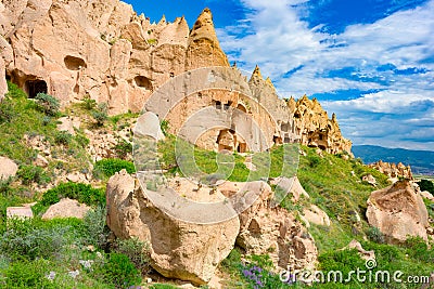 Unique natural place in Cappadocia-Zelve Open Air Museum. Turkiye Editorial Stock Photo