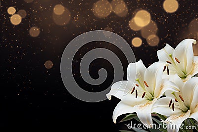 Gorgeous white poinsettia on isolated magical bokeh background with two thirds copy space Stock Photo