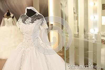 A gorgeous white wedding dress for wedding Stock Photo