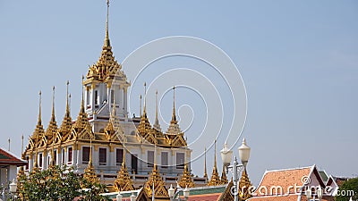 Gorgeously crafted Loha Prasat in Bangkok Stock Photo