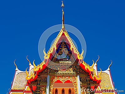 Gorgeously crafted temple gable Stock Photo