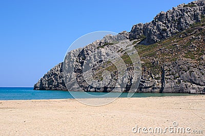 Gorgona beach on Rhodes island, Greece Stock Photo