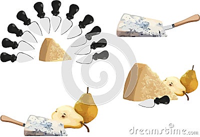 Gorgonzola cheese and Reggio Emilia parmesan Vector Illustration