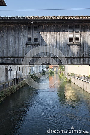 Gorgonzola Milan: canal of Martesana Stock Photo