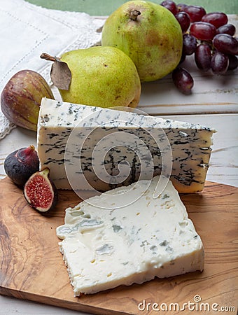 Gorgonzola picant and dolce Italian blue cheese, made from unskimmed cow's milk in North of Italy Stock Photo