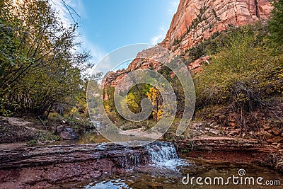 Gorgous landscape of Left Fork Trail to the Subway gorge, Zion NP Stock Photo