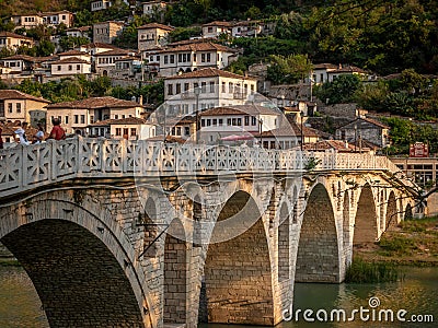 Gorica bridge in the town of a thousand windows, Berat, Albania Editorial Stock Photo