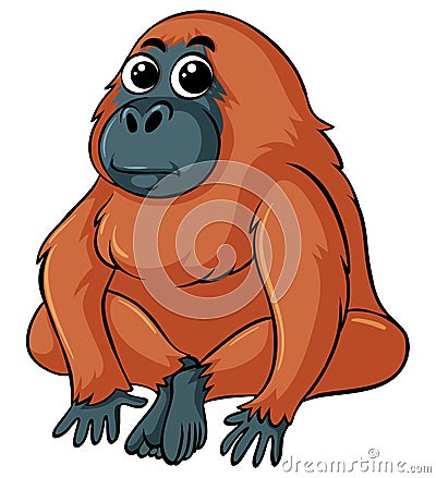 Gorilla with brown fur Vector Illustration