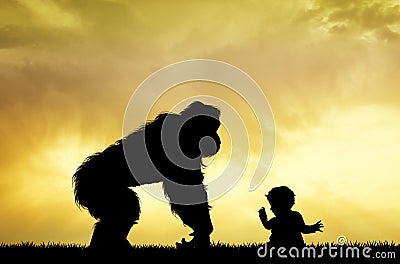 Gorilla with child Stock Photo