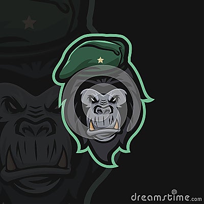 Gorilla e sport logo Vector Illustration