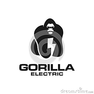 Gorilla electric Logo Negative Space Concept Vector Template Vector Illustration