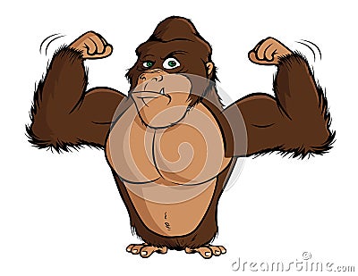 Gorilla flexing Cartoon Illustration
