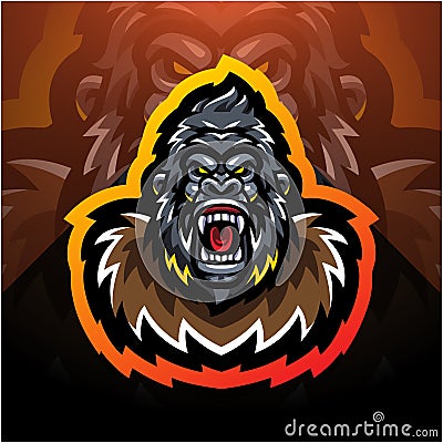 Gorilla head esport mascot logo desain Vector Illustration