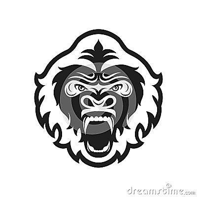 Gorilla head logo for sport club or team. Animal mascot logotype. Template. Vector illustration. Vector Illustration