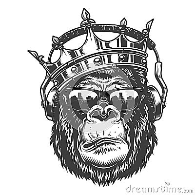 Gorilla head in monochrome style Vector Illustration