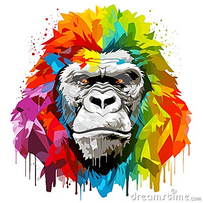 Portrait of gorilla king in vector pop art style Vector Illustration