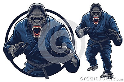 Gorilla mascot and illustration for martial arts event/gym Cartoon Illustration