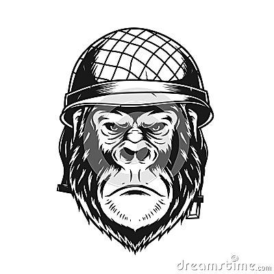 Gorilla with military helmet Vector Illustration