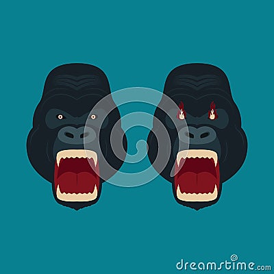 Gorilla Monkey Head Vector Vector Illustration