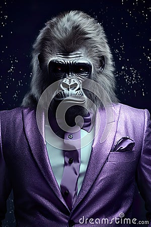 Gorilla monkey in a suit business concept, where the wild meets the corporate world. Stock Photo