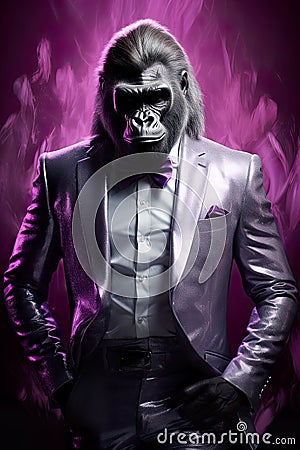 Gorilla monkey in a suit business concept, where the wild meets the corporate world. Stock Photo