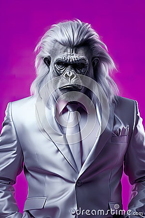 Gorilla monkey in a suit business concept, where the wild meets the corporate world. Stock Photo