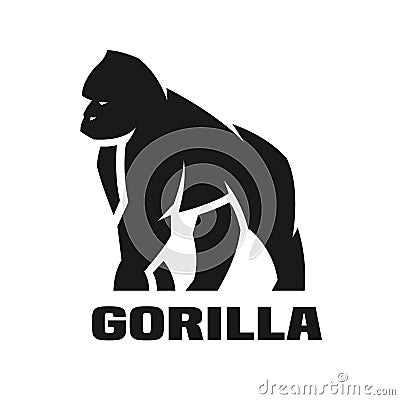 Gorilla monochrome logo. Vector Illustration