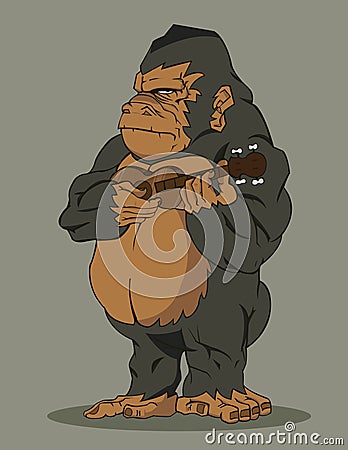Gorilla playing guitar Vector Illustration