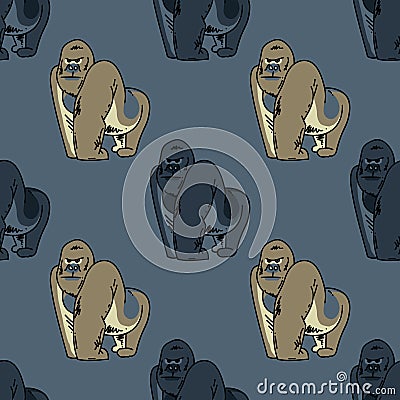 Gorilla seamless pattern Vector Illustration