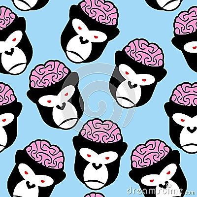 Gorilla seamless pattern. Monkey brains. Vector ornament from an Vector Illustration