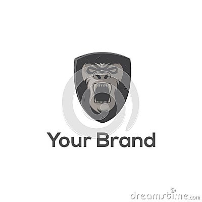 Gorilla Shield logo template vector Vector Illustration
