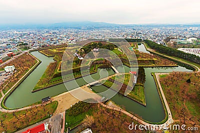 Goryokaku park with Sakura, Hakodate Editorial Stock Photo