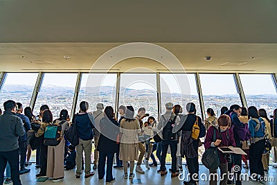 Goryokaku Tower Observation Deck command entire view of the park Editorial Stock Photo