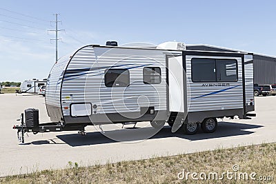 Prime Time Avenger RV recreational vehicle fifth wheel trailer. Prime Time is a subsidiary of Forest River RV Editorial Stock Photo