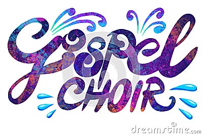 gospel choir, words made of multicolored painting brush strokes, uppercase and lowercase letters Stock Photo