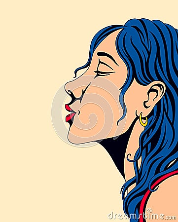 Gossip girl whispering in pop art style. Emotional pretty woman trying to tell or announcing secret message. Beautiful Vector Illustration