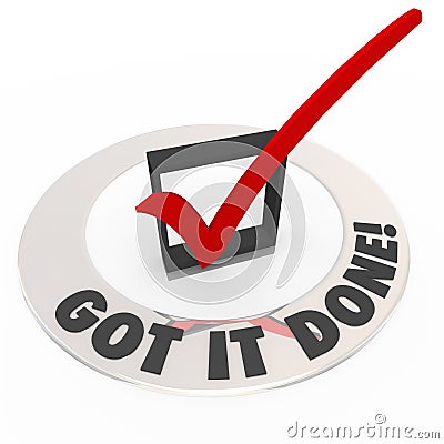 Got It Done Check Mark Box Finished Task Job Complete Stock Photo