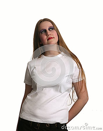 Goth beauty in white t-shirt Stock Photo