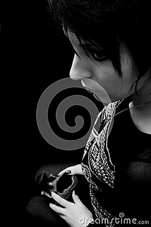 Goth Woman with Pagan Object Stock Photo