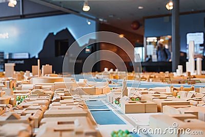 Gothenburg city miniature. Development plans and model at the Chalmers technical university Editorial Stock Photo