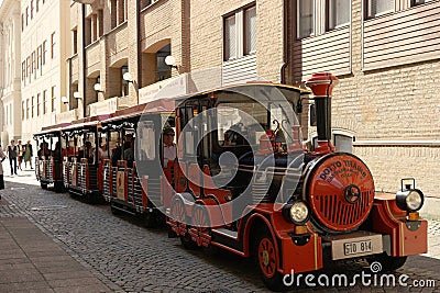 Gothenburg - Sweden. Circa August 2022: Sightseeing train on the street in central city. Editorial Stock Photo