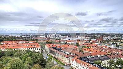 Gothenburg Sweden. Circa September 2018: Aerial view over part of central Gothenburg. Editorial Stock Photo