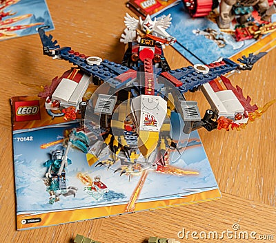 Collection of Lego Chima sets and instructions.. Editorial Stock Photo