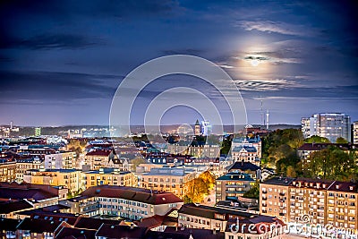 Moonlight over Vasastaden Editorial Stock Photo