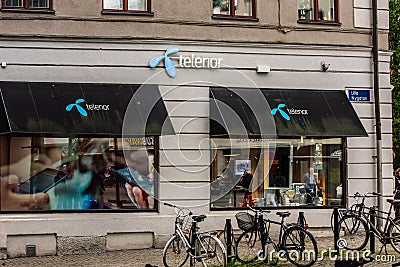 Facade of a Telenor store.. Editorial Stock Photo