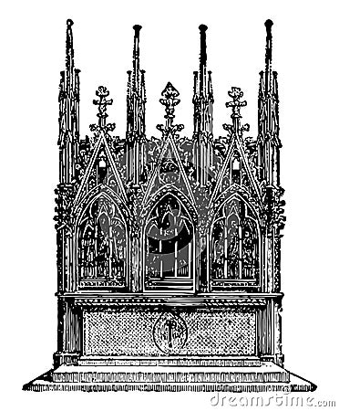 Gothic Altar is an erection the offering vintage engraving Vector Illustration