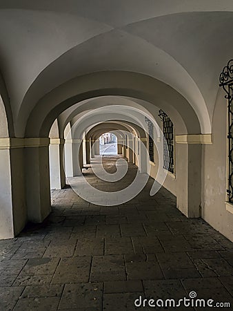 Gothic arcades in Klodzko, Poland Stock Photo